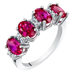 Ruby Oval Cut Sterling Silver Band Size 7
