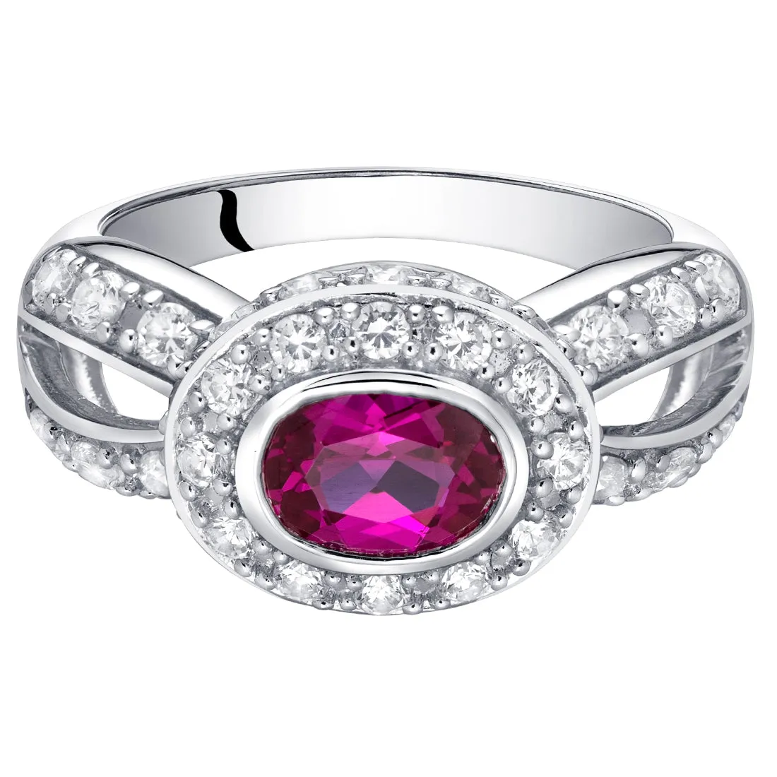 Ruby Oval Cut Sterling Silver Ring Size 5