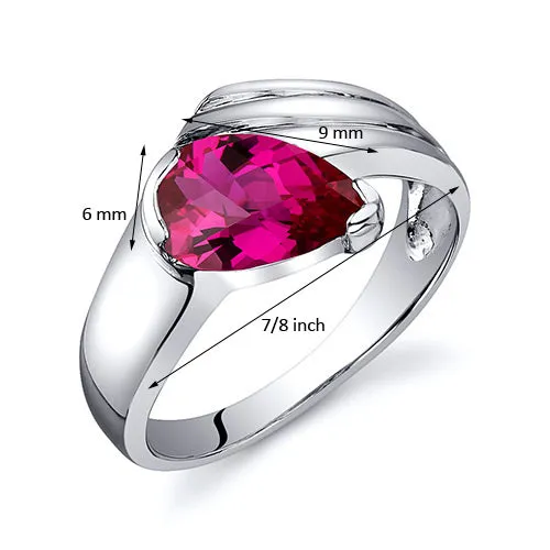 Ruby Pear Shape Sterling Silver Ring Size 5