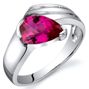 Ruby Pear Shape Sterling Silver Ring Size 5