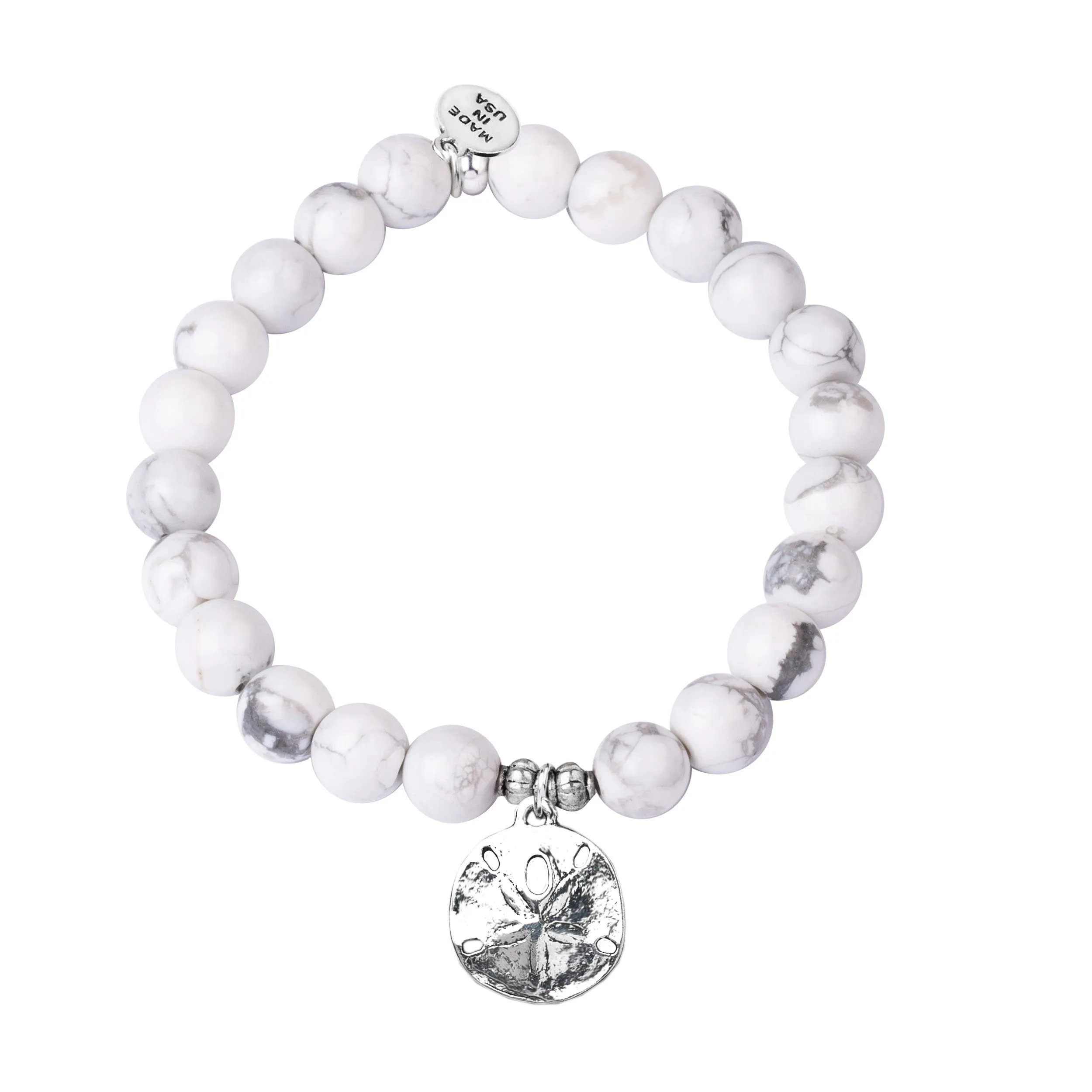 Sand Dollar | Stone Beaded Charm Bracelet | Howlite