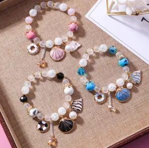 Shell Ocean Wind Ceramic Bracelet Crystal Glass Colorful Beaded Ornaments