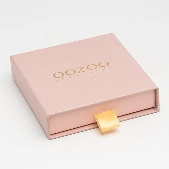Silver coloured/peach pink hoop earrings