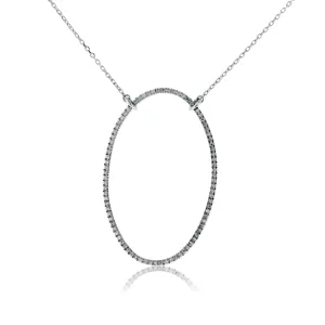 Single Row Diamond Oval Pendant