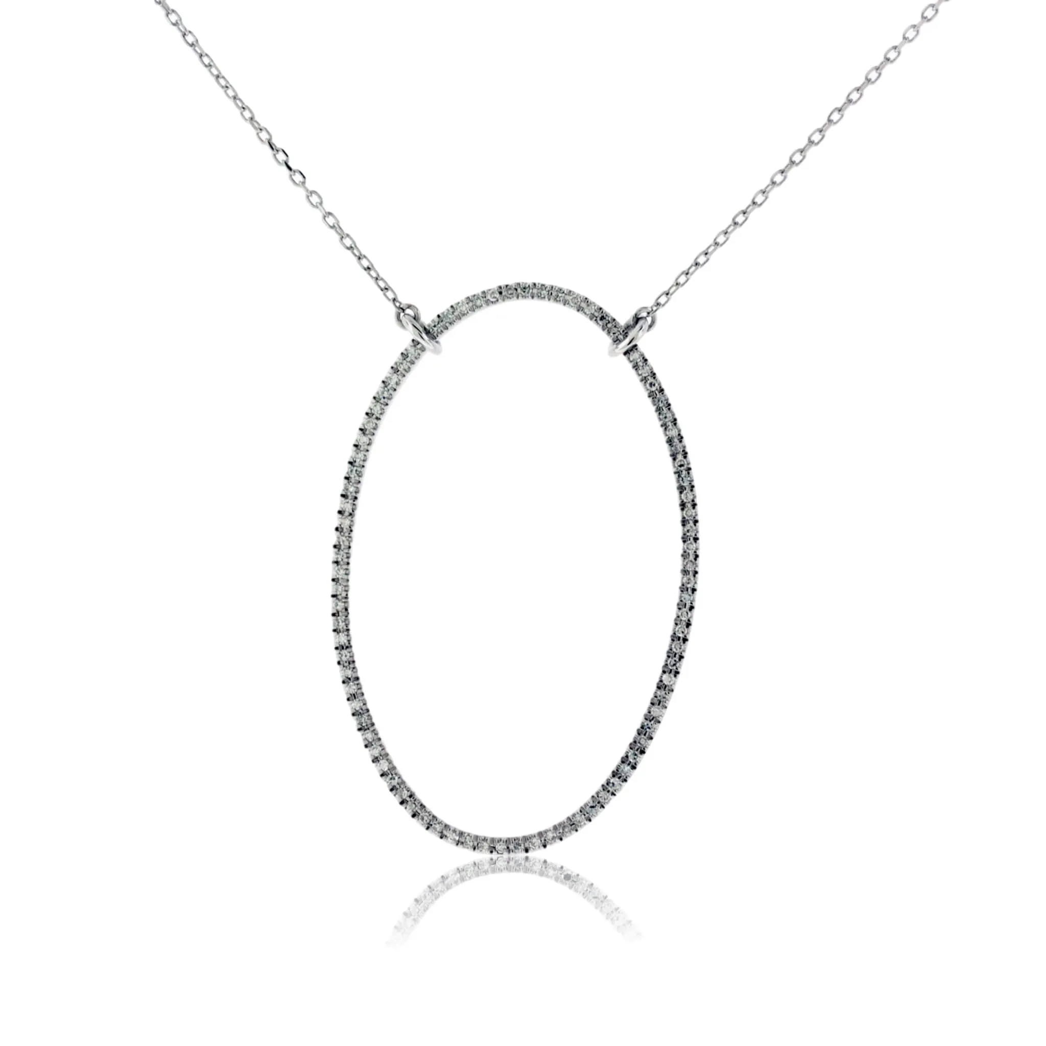 Single Row Diamond Oval Pendant