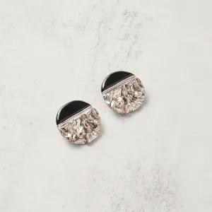Special Effects, Ceramic, 1 1/2" Round Plate Earring in Black platinum