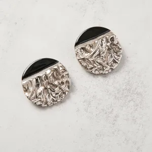 Special Effects, Ceramic, 1 3/4" Round Plate Earrings in black platinum