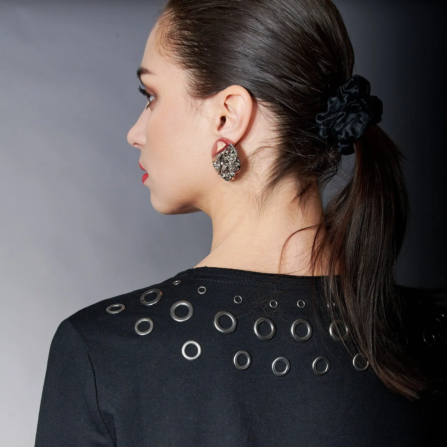 Special Effects, Ceramic, Plate Earring in Dark Rose Platinum
