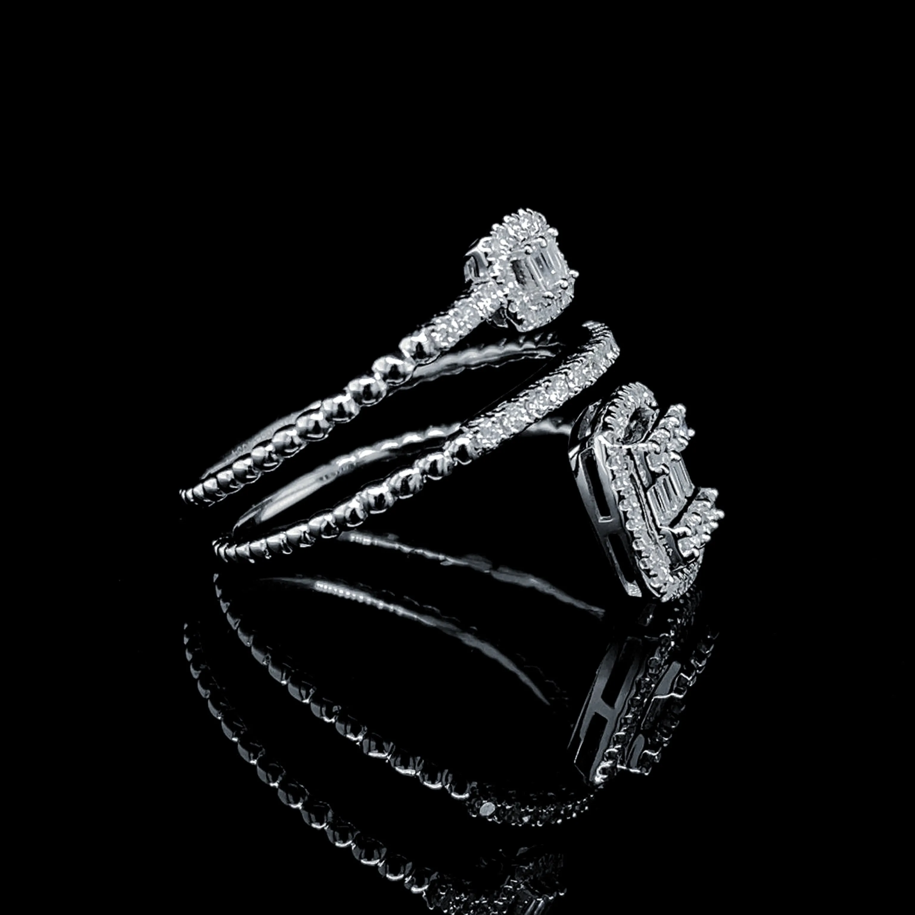 Spiral Square Halo Diamond Ring 14kt