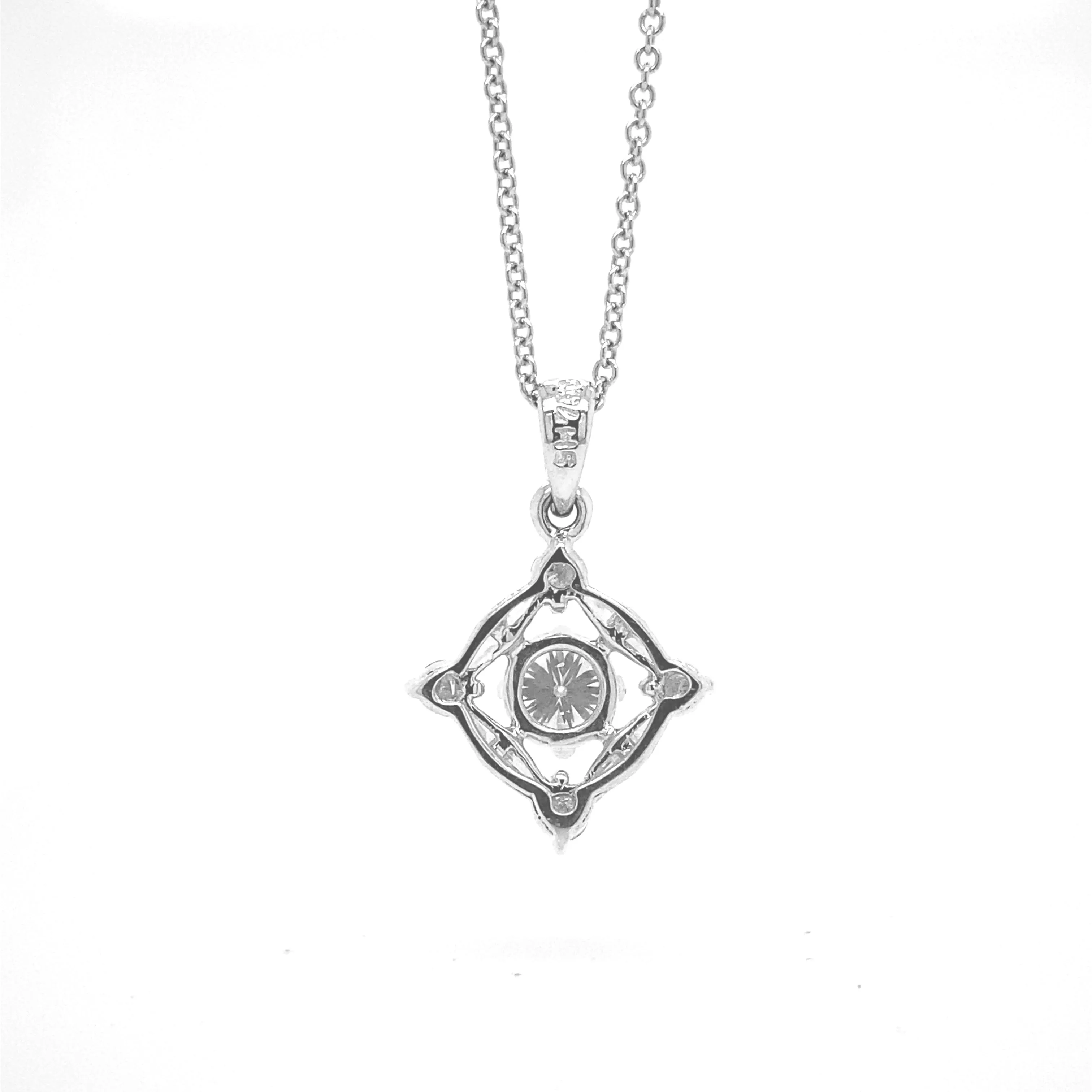 Square Diamond Art Deco Pendant White Gold P024N