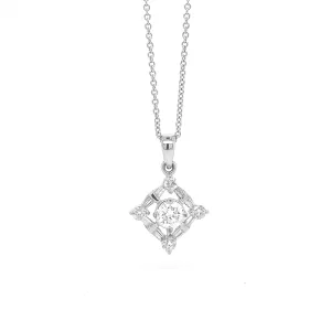 Square Diamond Art Deco Pendant White Gold P024N