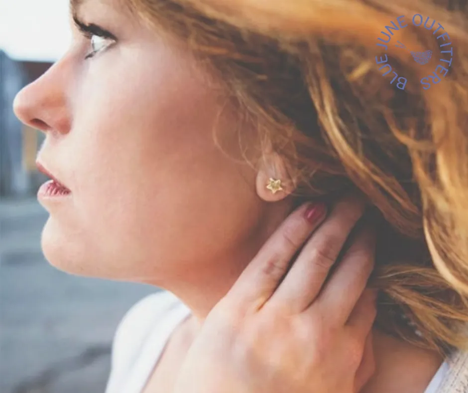 Star & Moon Gold Plated Stud Earrings