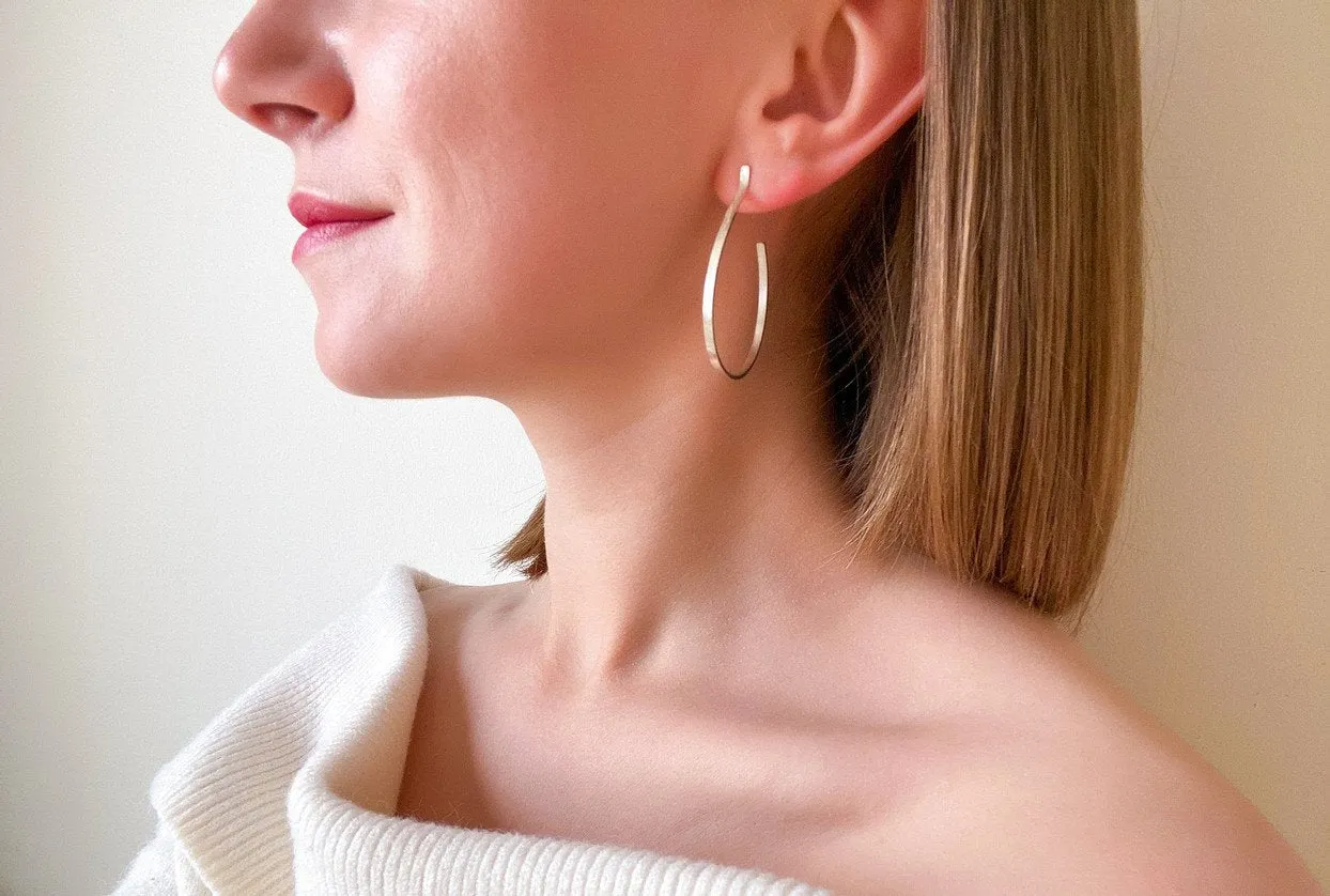 Sterling Silver Hoops, 4mm x 1mm