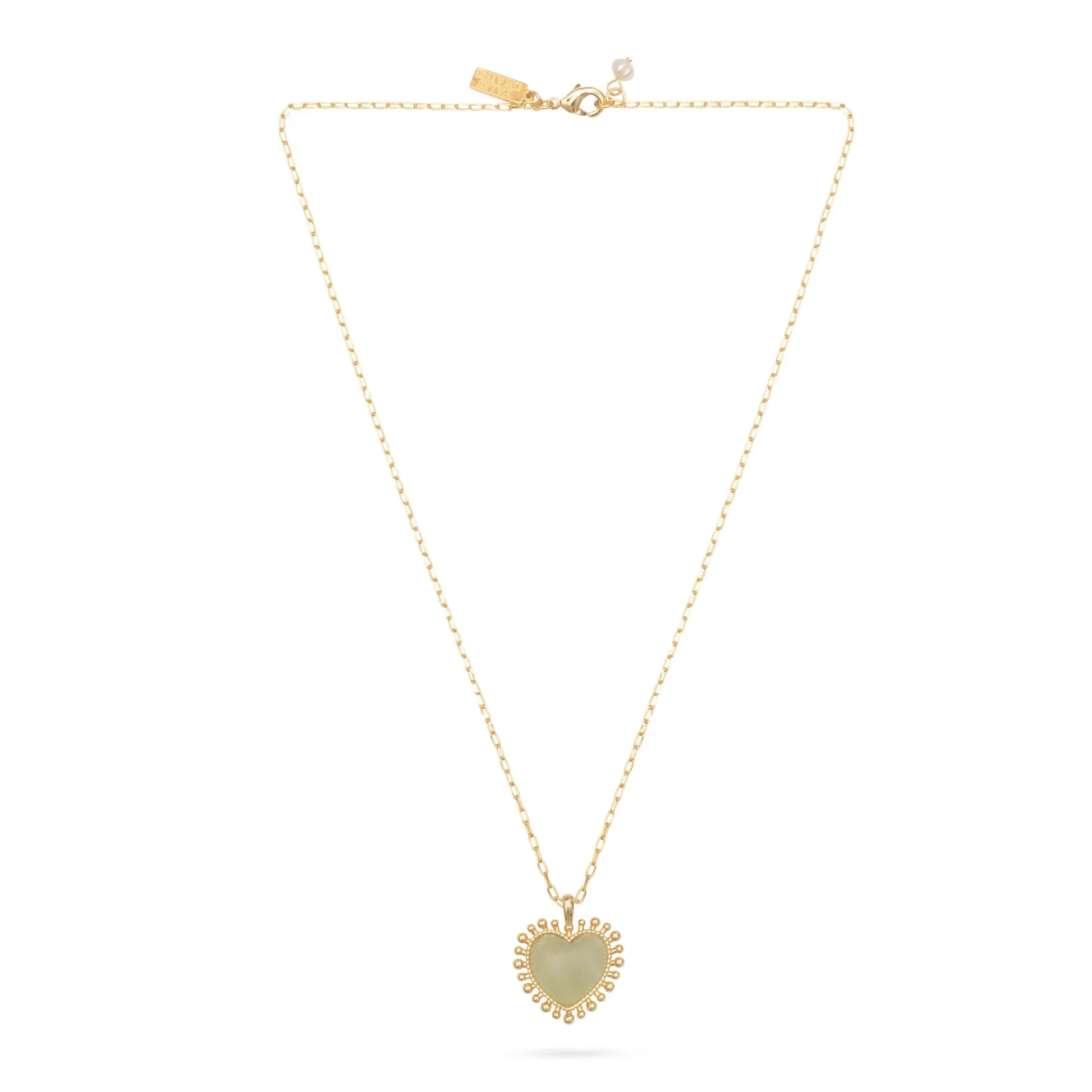 Talis Chains Mini Heart Pendant Necklace in Lime
