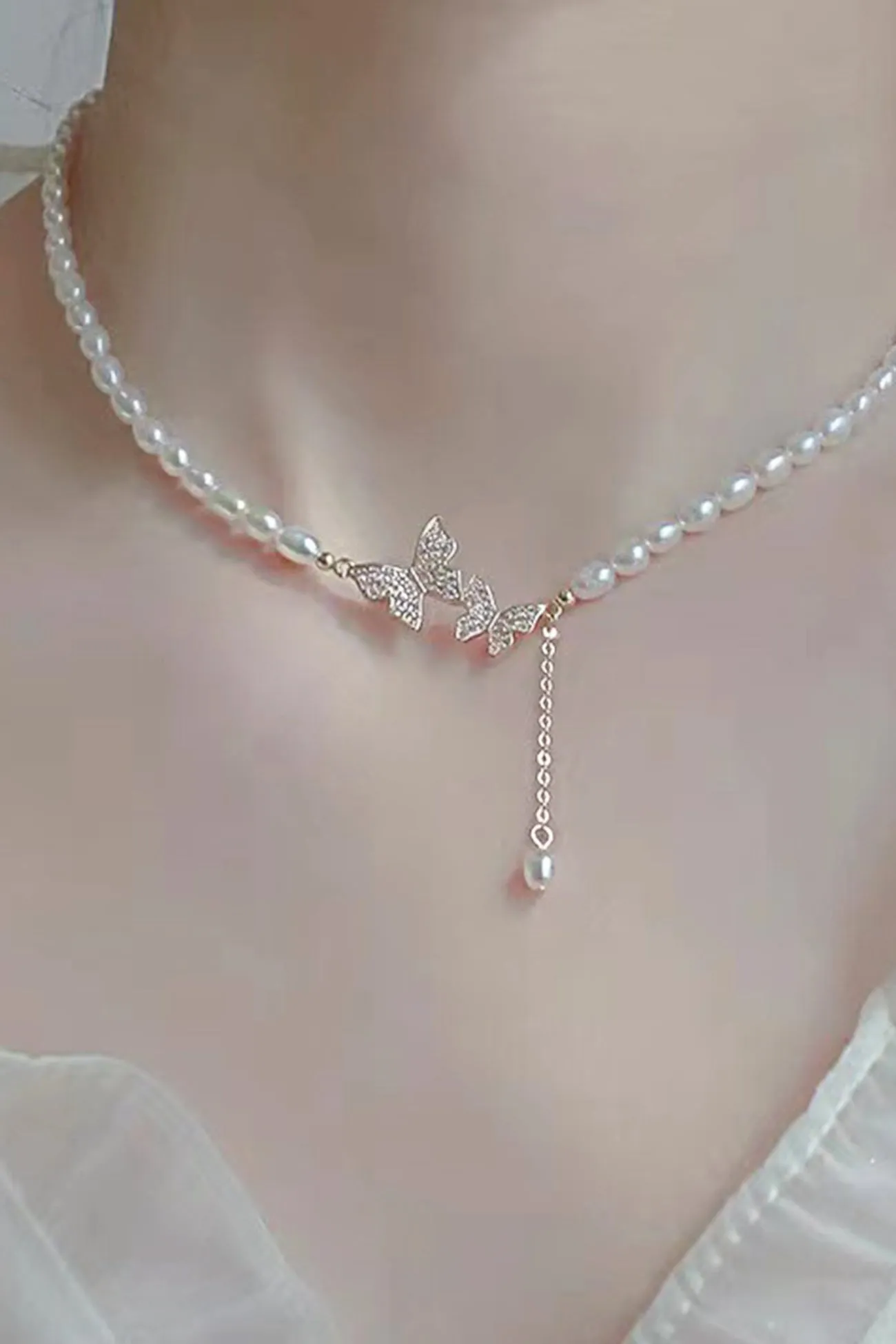 TastyHottie - Two Butterfly Pearl Necklaces