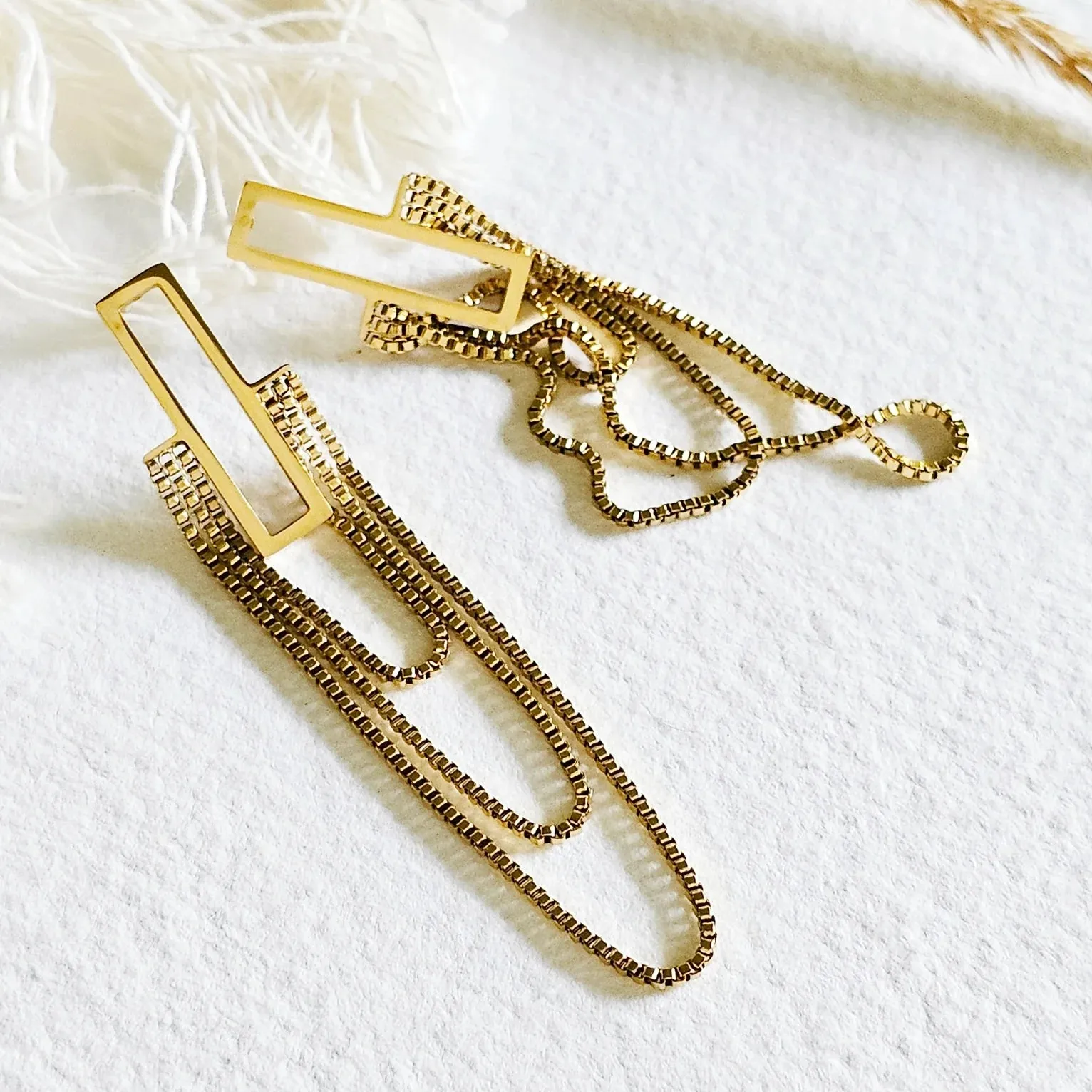 The Modern Rectangle Chain Earrings