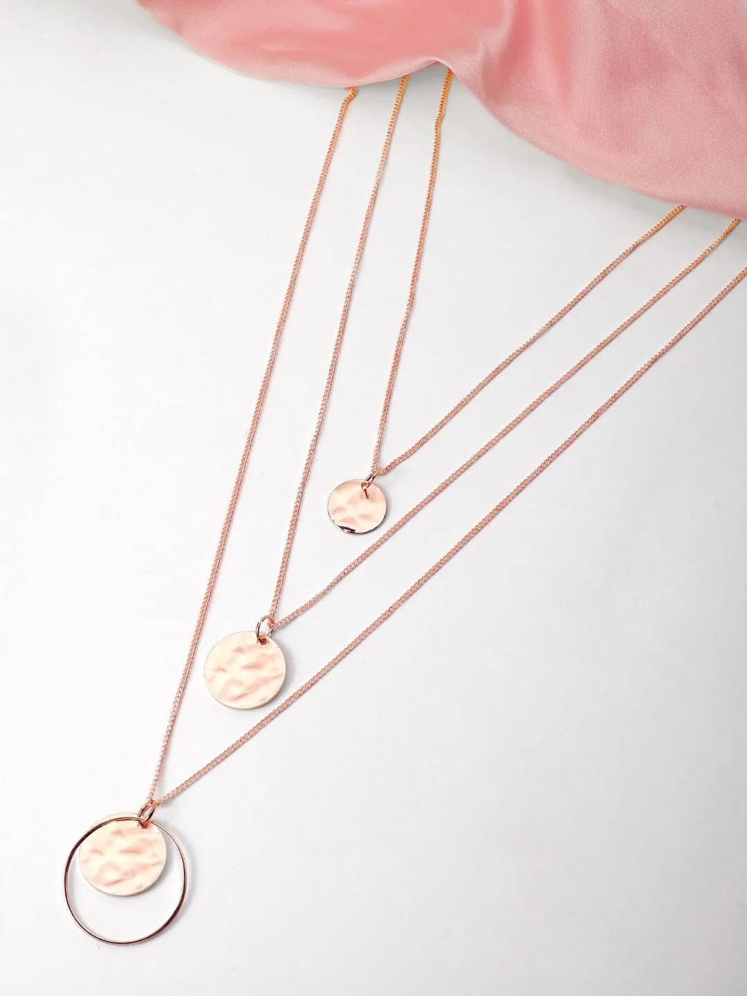 Tokyo Talkies Rose Gold-Plated Handcrafted Multi Layer Chain Necklace