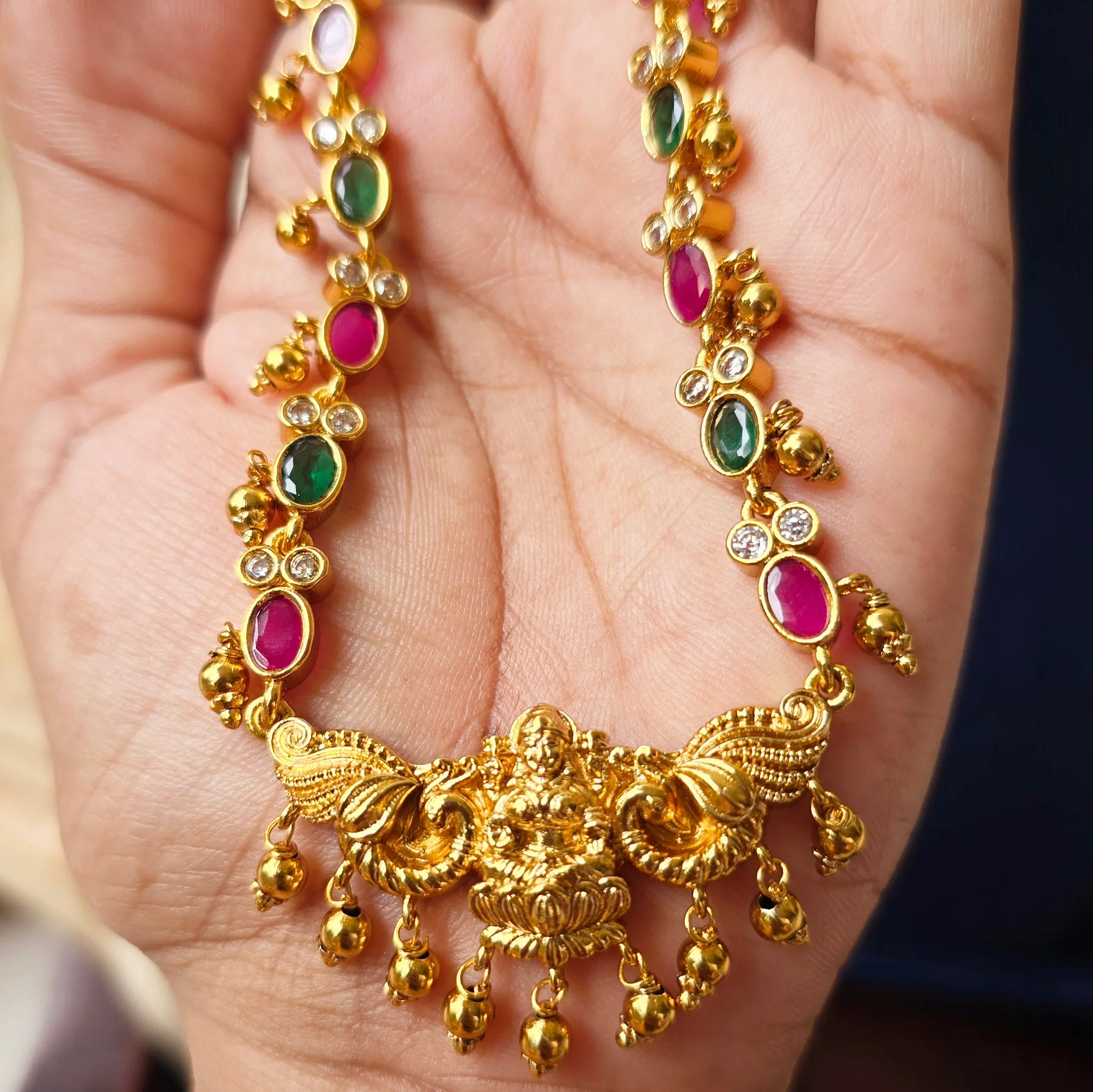 Traditional Kemp Lakshmi Pendant Short Neckset