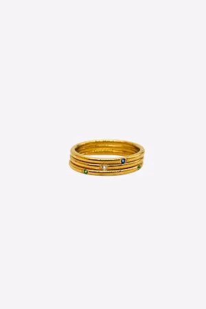 Tri-Color Gemstone Ring Set of 3