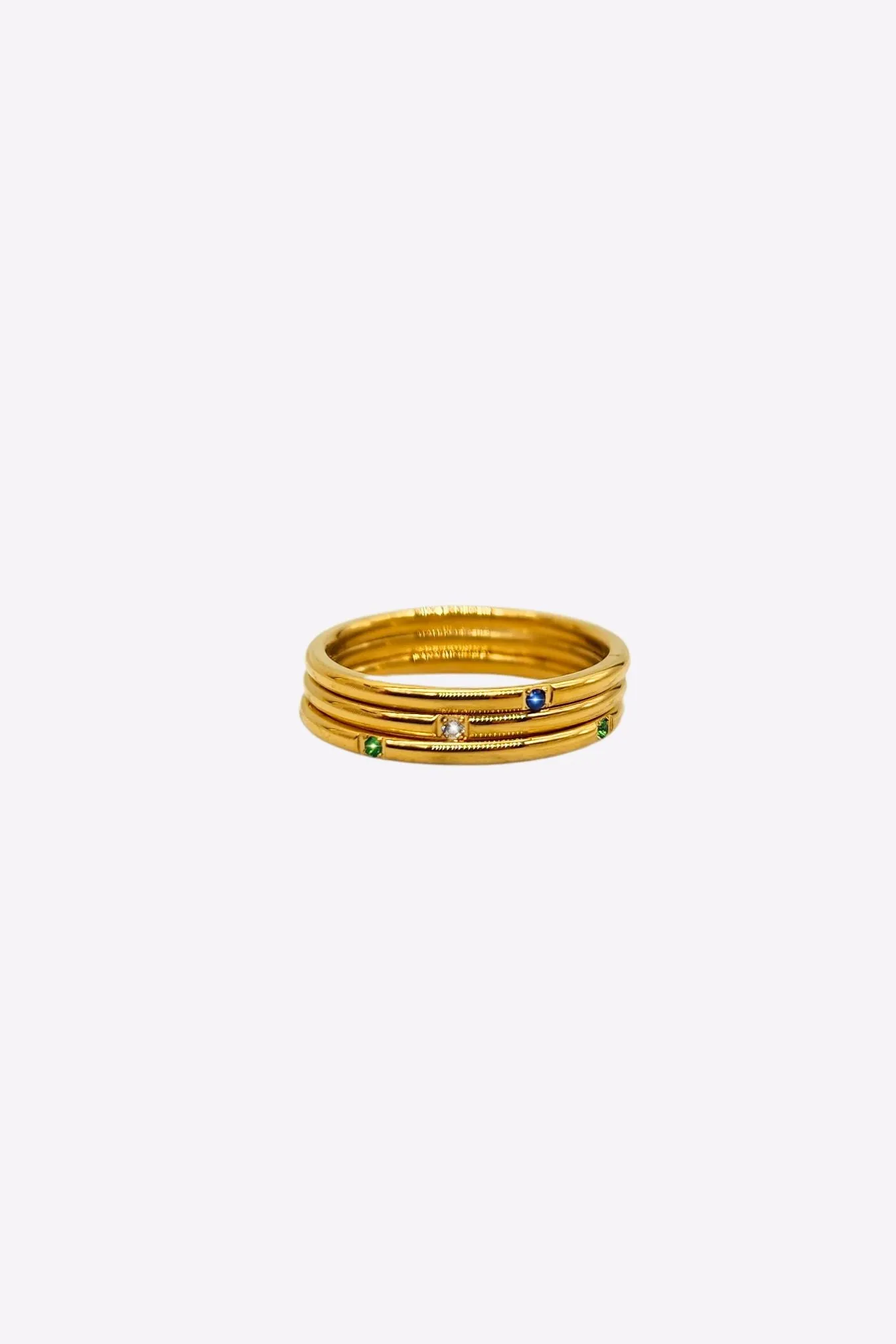 Tri-Color Gemstone Ring Set of 3