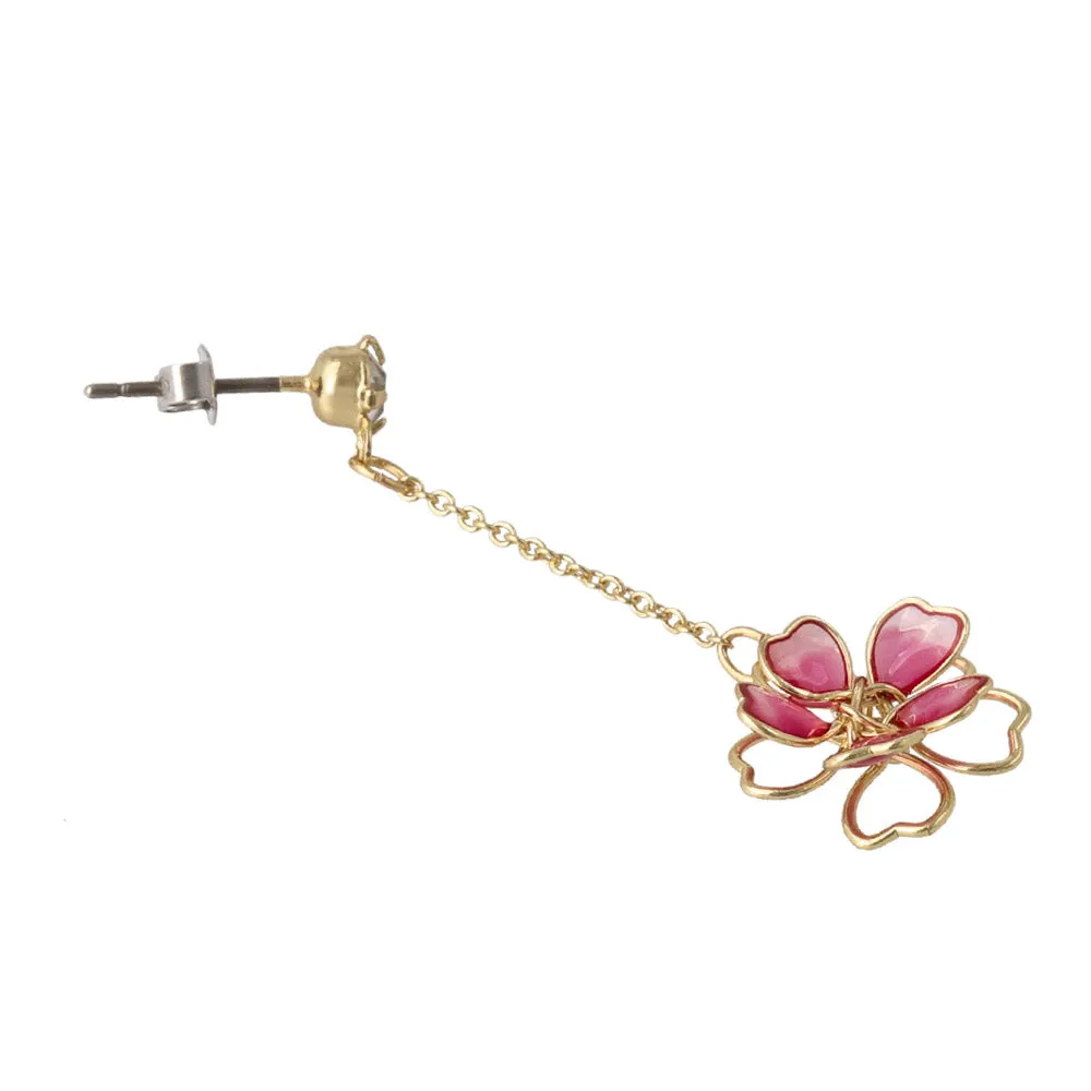 Wire Sakura Chain Drop Earrings
