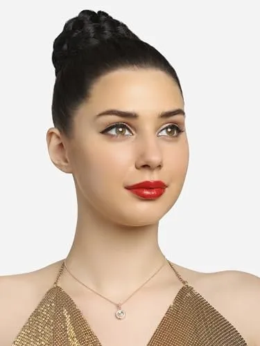 ZAVERI PEARLS Rose Gold Contemporary Austrian Diamond Embellished Round Shape Pendant & Chain For Women-ZPFK16813